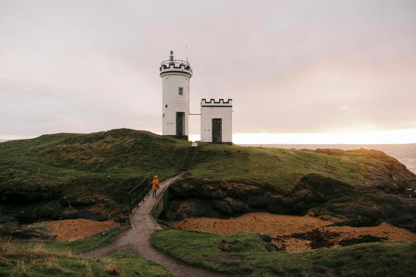 The Elie Ness Lighthouse during sunset